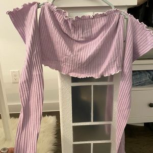Lilac off shoulder top. Stretchy material. Gorgeous.
